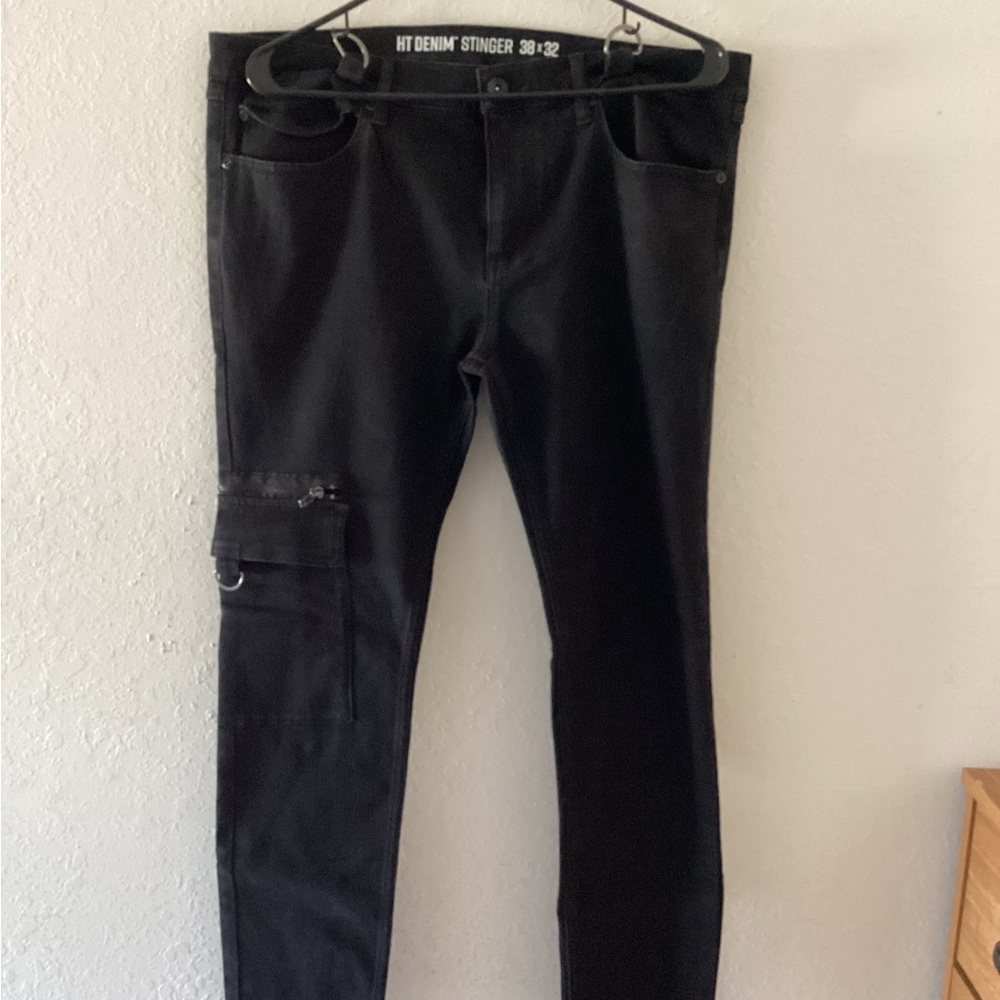 Black Denim Cargo Pants